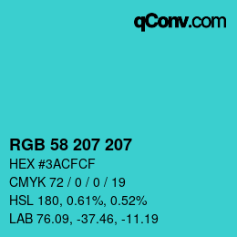 Color code: RGB 58 207 207 | qconv.com