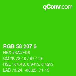 カラーコード: RGB 58 207 6 | qconv.com