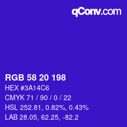 カラーコード: RGB 58 20 198 | qconv.com