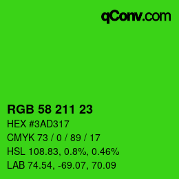 颜色代码: RGB 58 211 23 | qconv.com