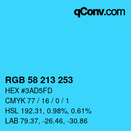 Farbcode: RGB 58 213 253 | qconv.com