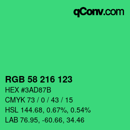 カラーコード: RGB 58 216 123 | qconv.com