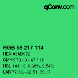 Color code: RGB 58 217 114 | qconv.com