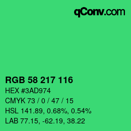 Color code: RGB 58 217 116 | qconv.com