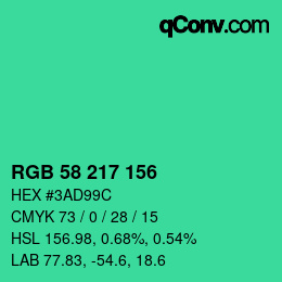 Color code: RGB 58 217 156 | qconv.com