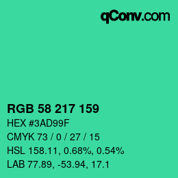 Color code: RGB 58 217 159 | qconv.com