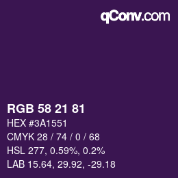 Farbcode: RGB 58 21 81 | qconv.com