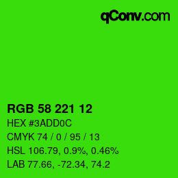Color code: RGB 58 221 12 | qconv.com