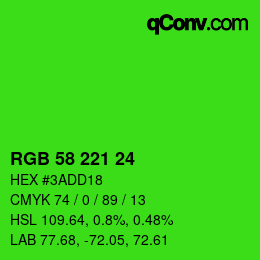 Color code: RGB 58 221 24 | qconv.com