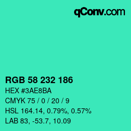 Color code: RGB 58 232 186 | qconv.com