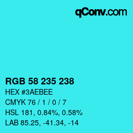 Color code: RGB 58 235 238 | qconv.com