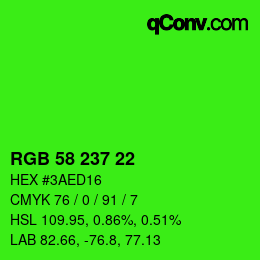 Color code: RGB 58 237 22 | qconv.com