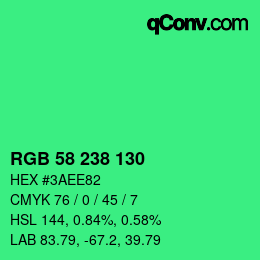 颜色代码: RGB 58 238 130 | qconv.com
