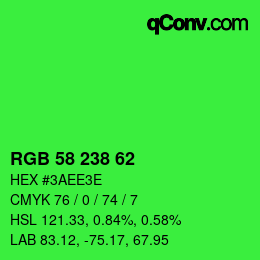 颜色代码: RGB 58 238 62 | qconv.com