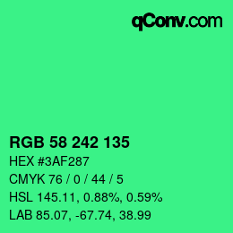 カラーコード: RGB 58 242 135 | qconv.com