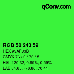 Farbcode: RGB 58 243 59 | qconv.com