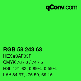 Farbcode: RGB 58 243 63 | qconv.com