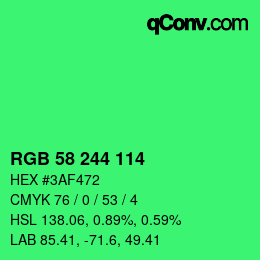Color code: RGB 58 244 114 | qconv.com