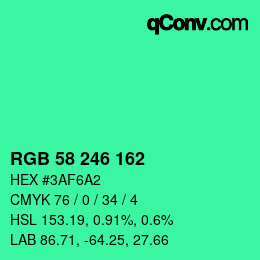 Color code: RGB 58 246 162 | qconv.com