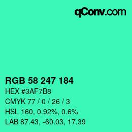 カラーコード: RGB 58 247 184 | qconv.com