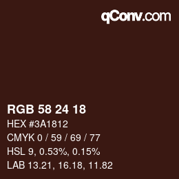 颜色代码: RGB 58 24 18 | qconv.com