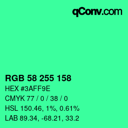 Color code: RGB 58 255 158 | qconv.com