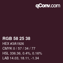 Farbcode: RGB 58 25 38 | qconv.com