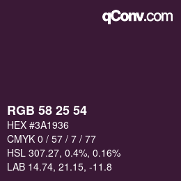 颜色代码: RGB 58 25 54 | qconv.com