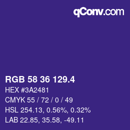 カラーコード: RGB 58 36 129.4 | qconv.com