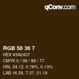 Farbcode: RGB 58 36 7 | qconv.com