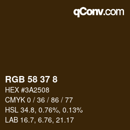 カラーコード: RGB 58 37 8 | qconv.com