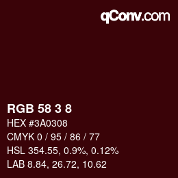 Color code: RGB 58 3 8 | qconv.com