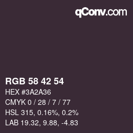 Farbcode: RGB 58 42 54 | qconv.com