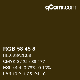カラーコード: RGB 58 45 8 | qconv.com