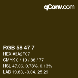 Color code: RGB 58 47 7 | qconv.com