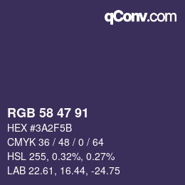 Farbcode: RGB 58 47 91 | qconv.com