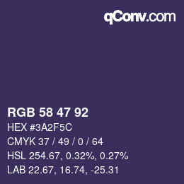 Farbcode: RGB 58 47 92 | qconv.com