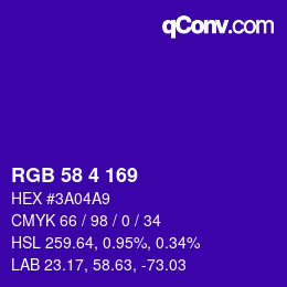 Color code: RGB 58 4 169 | qconv.com