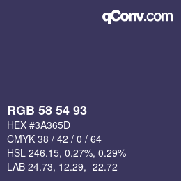 カラーコード: RGB 58 54 93 | qconv.com