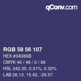 カラーコード: RGB 58 56 107 | qconv.com