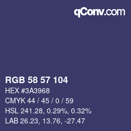 Farbcode: RGB 58 57 104 | qconv.com