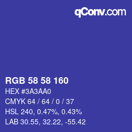 Color code: RGB 58 58 160 | qconv.com