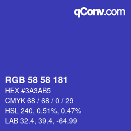 Color code: RGB 58 58 181 | qconv.com