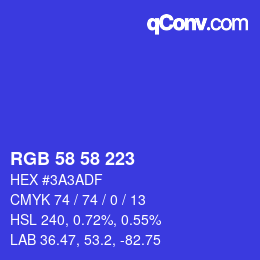 Color code: RGB 58 58 223 | qconv.com