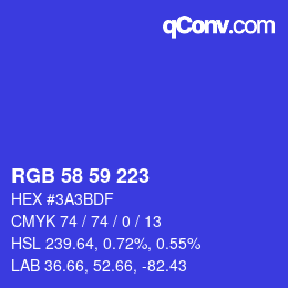 Color code: RGB 58 59 223 | qconv.com
