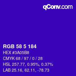 颜色代码: RGB 58 5 184 | qconv.com