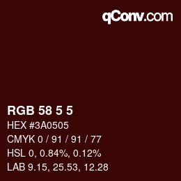 カラーコード: RGB 58 5 5 | qconv.com
