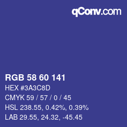 颜色代码: RGB 58 60 141 | qconv.com