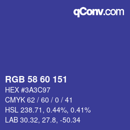 カラーコード: RGB 58 60 151 | qconv.com