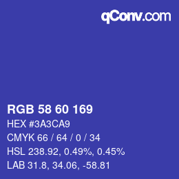 カラーコード: RGB 58 60 169 | qconv.com